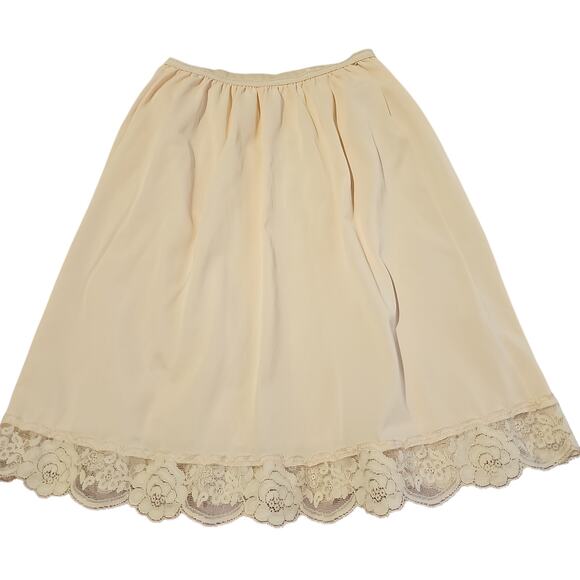 Vintage 60s Slip Skirt Coquette Feminine Womens XS/S Lace Lingerie Peach - Picture 2 of 4